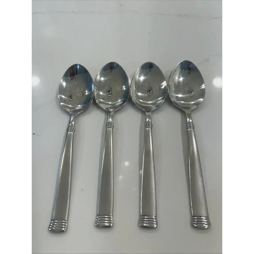 Vtg‎ Wallace NAPOLI-FROST Stainless 18/10 Set of 4 Flatware 7” Dessert Spoons